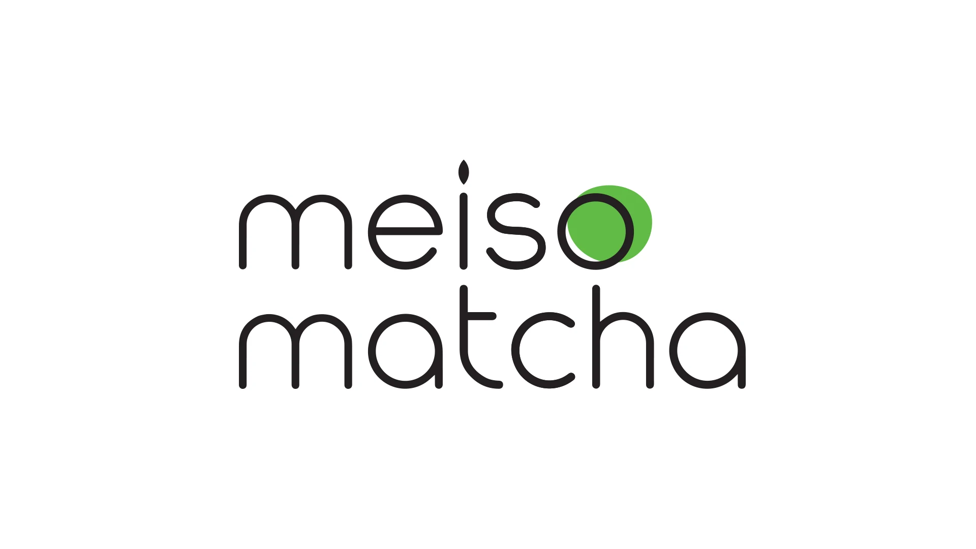 Meiso Matcha lowercase logo with green circle over the o